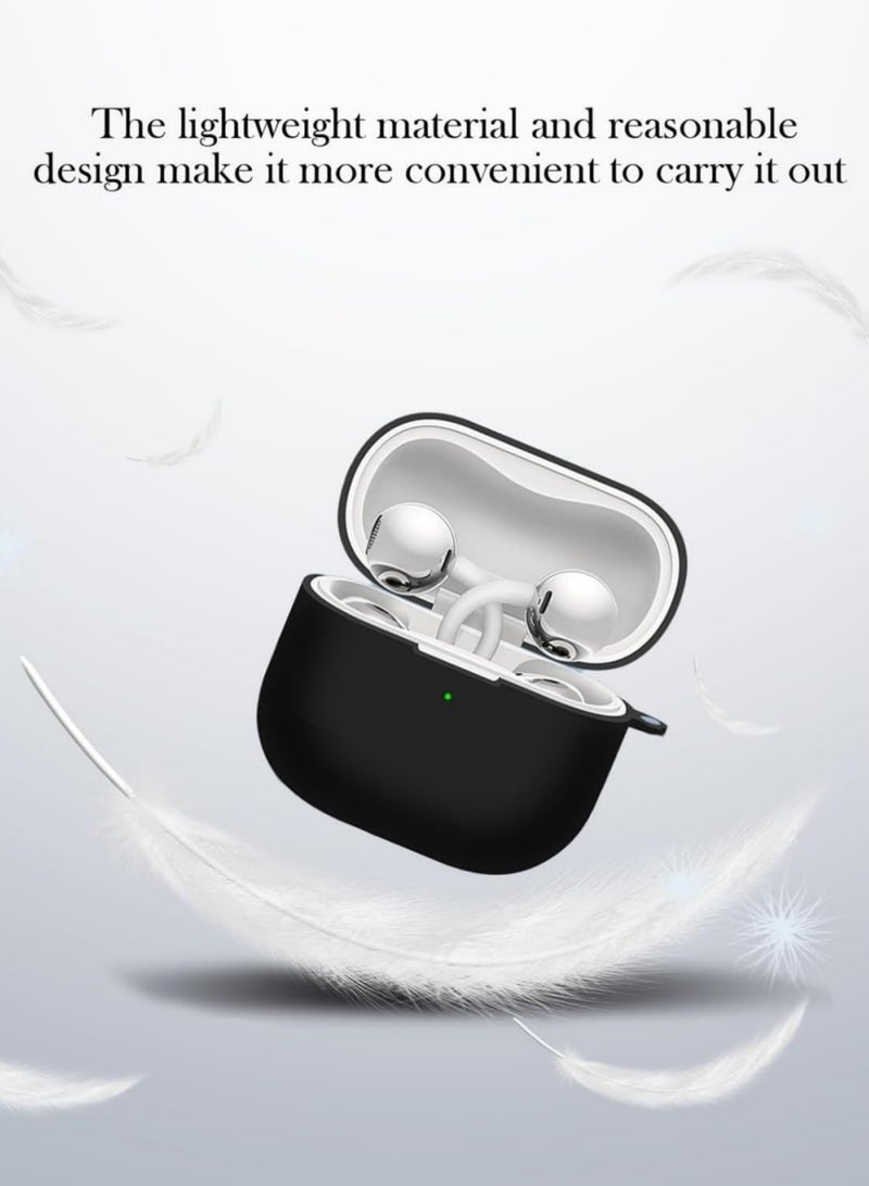 Adando for Huawei FreeClip 2 Case, Soft Silicone Protective Case for Women Men, Huawei FreeClip 2 Cases Cover Accessories with Keychain (Black) - Image 5